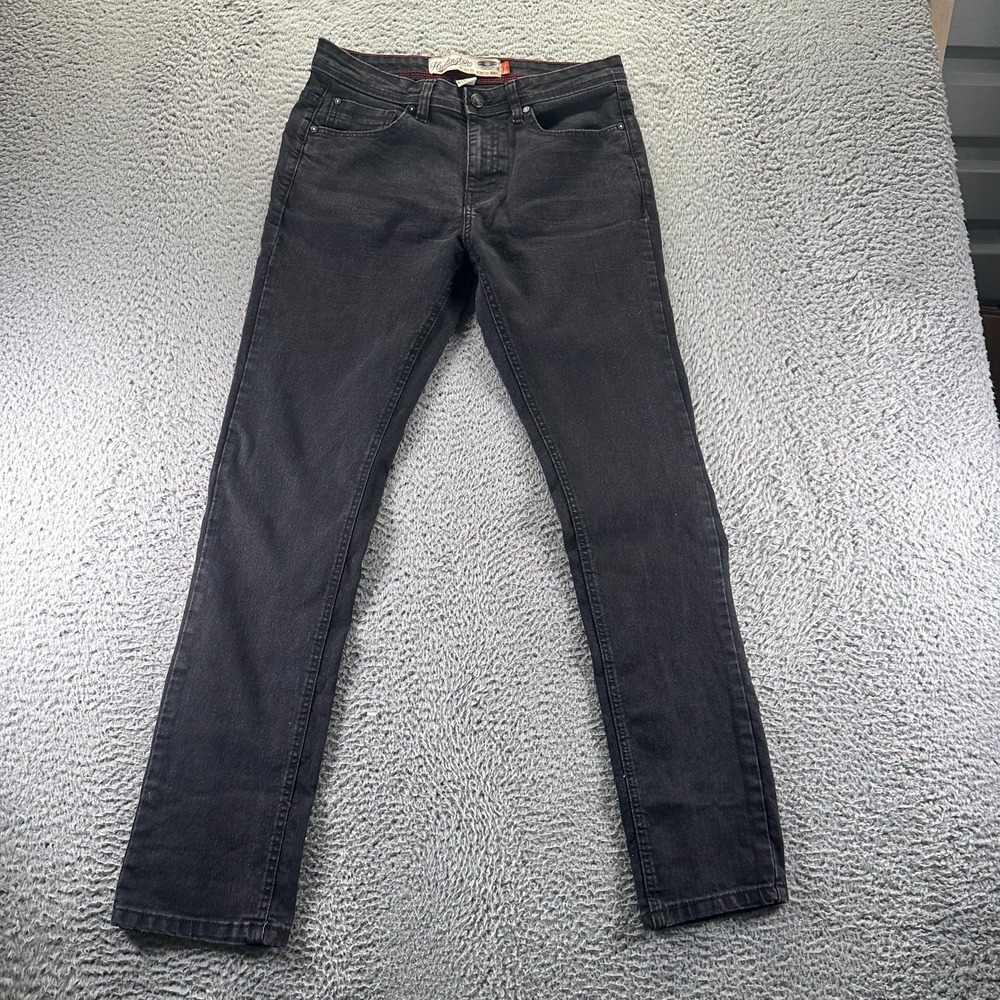 Huntington Jeans Mens 30x32 Black Cotton Denim Skinny Travel Workwear‎ Stretch